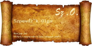 Szpevák Olga névjegykártya